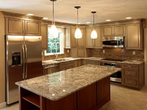 Astonishing-Modern-Kitchen-Lighting-Design-Granite-Countertops